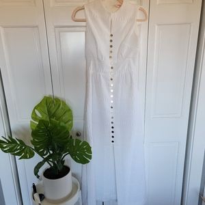 Vintage beach sleeveless classy button-up dress